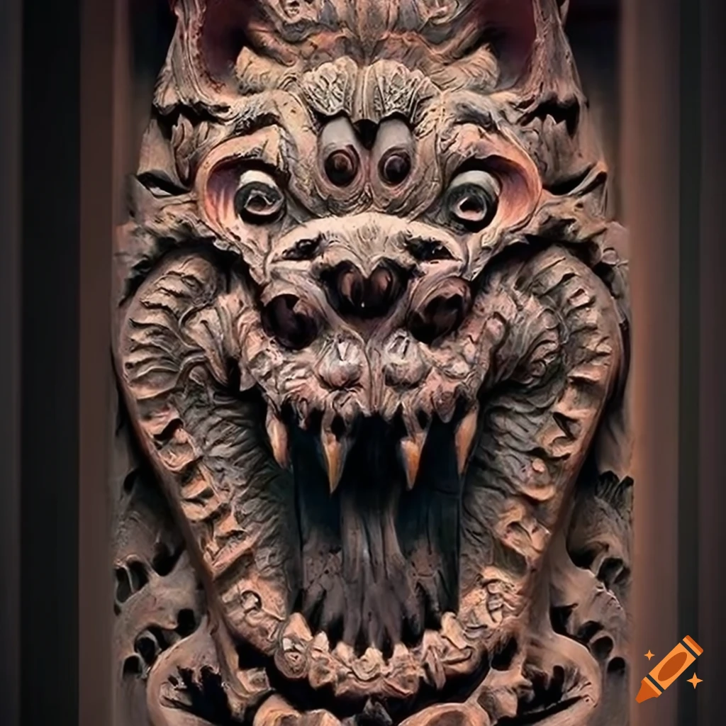 detailed carving of a moth in architectural style