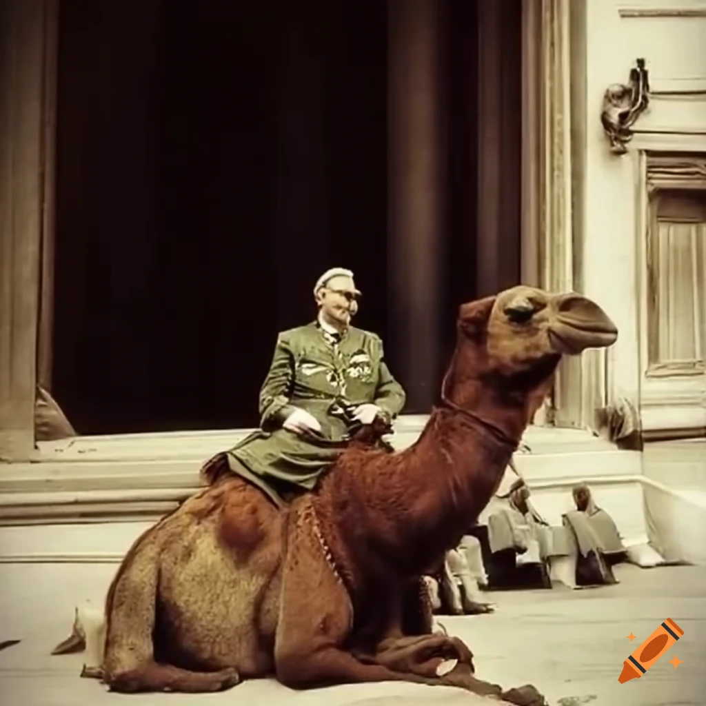 photo of Charles de Gaulle with a camel