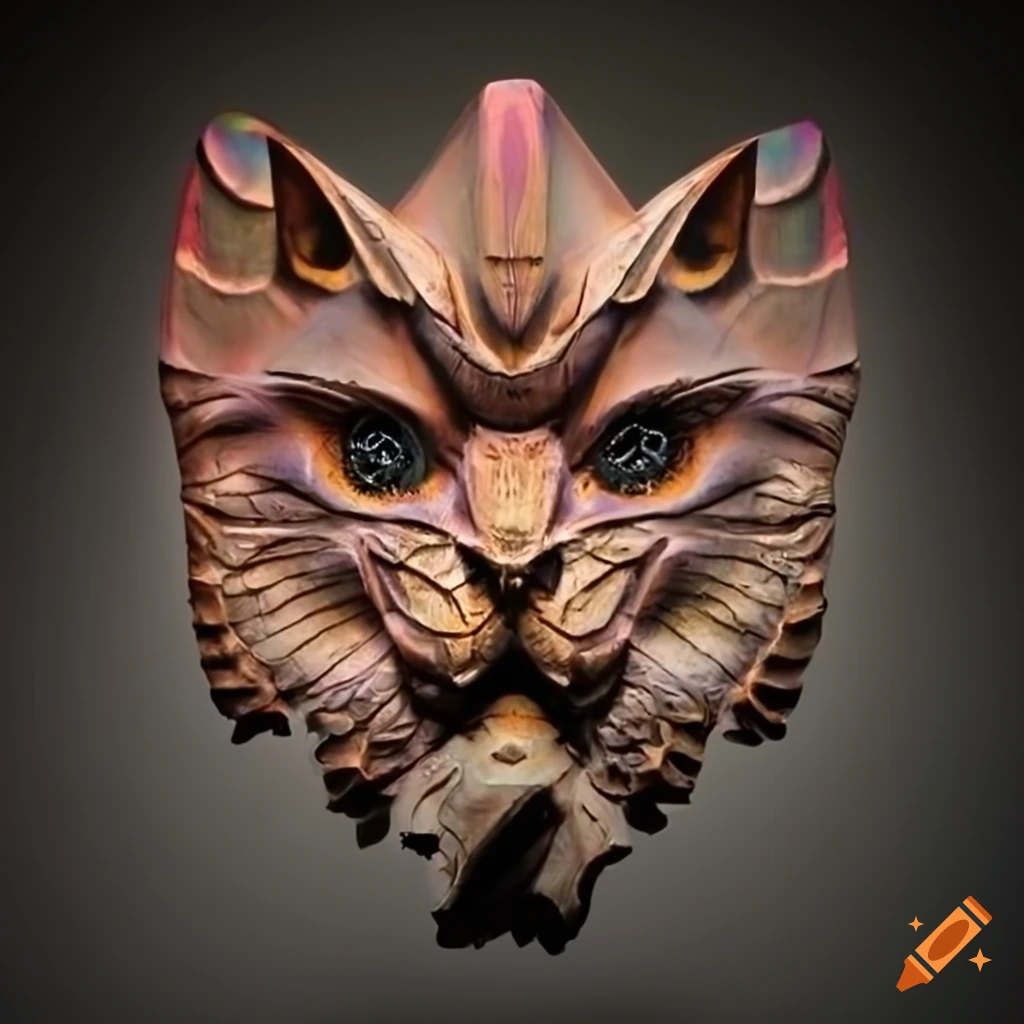 prismatic carving of a moth werewolf