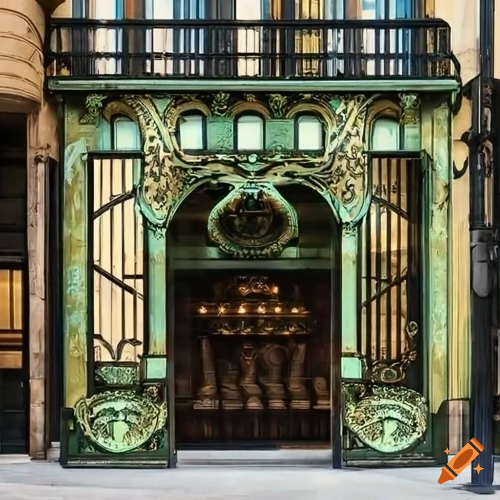 art nouveau storefront with intricate details