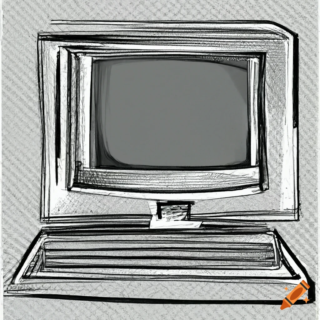 VECTOR ILLUSTRATION OF A COMPUTER MONITOR ISOLATED ON A WHITE BACKGROUND.  DOODLE DRAWING BY HAND 10405200 Vector Art at Vecteezy