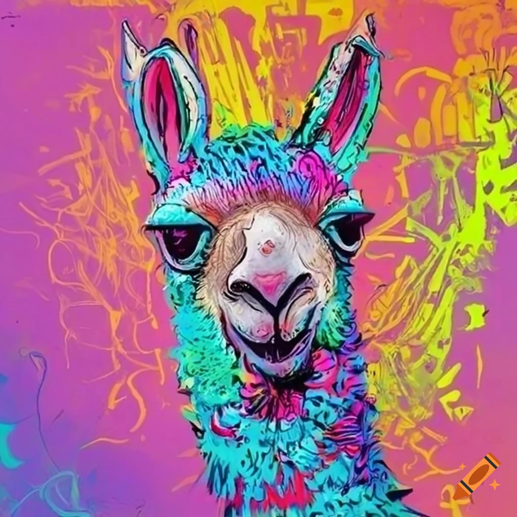 colorful graffiti of a llama