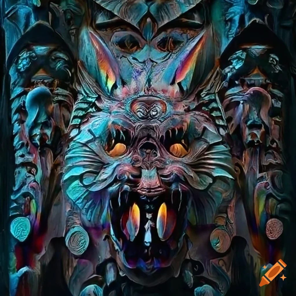 stunning moth werewolf carving