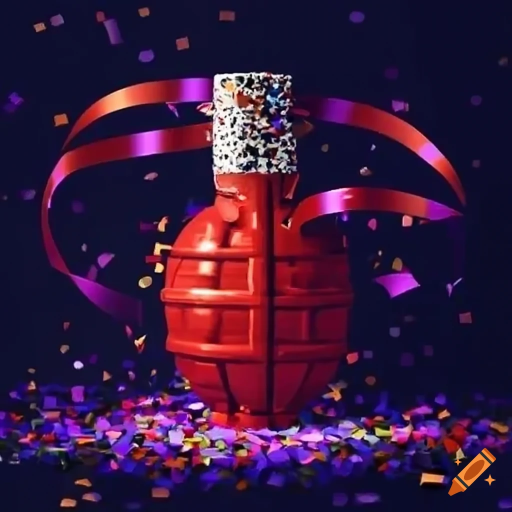 festive grenades with ribbon and confetti