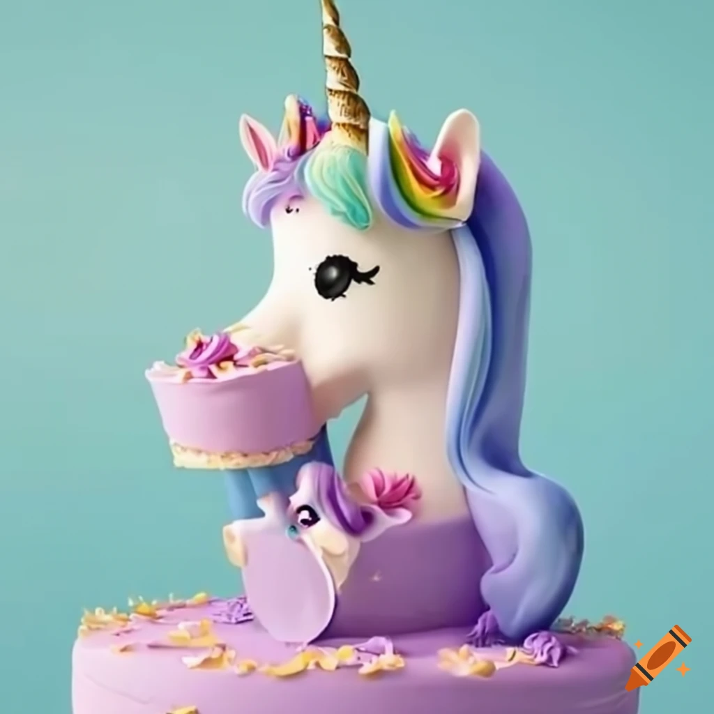 6th birthday cake with a mountain-shaped unicorn