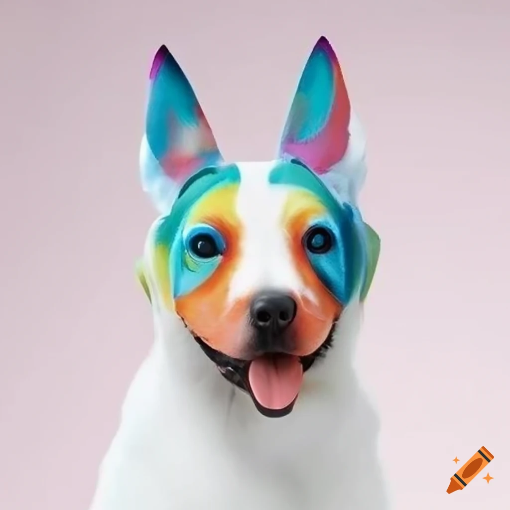 white dog head fan with multicolored speed settings