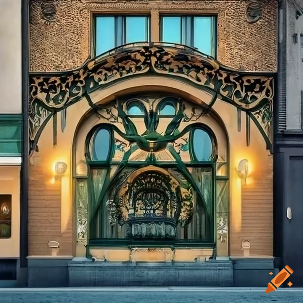 art nouveau storefront with intricate details