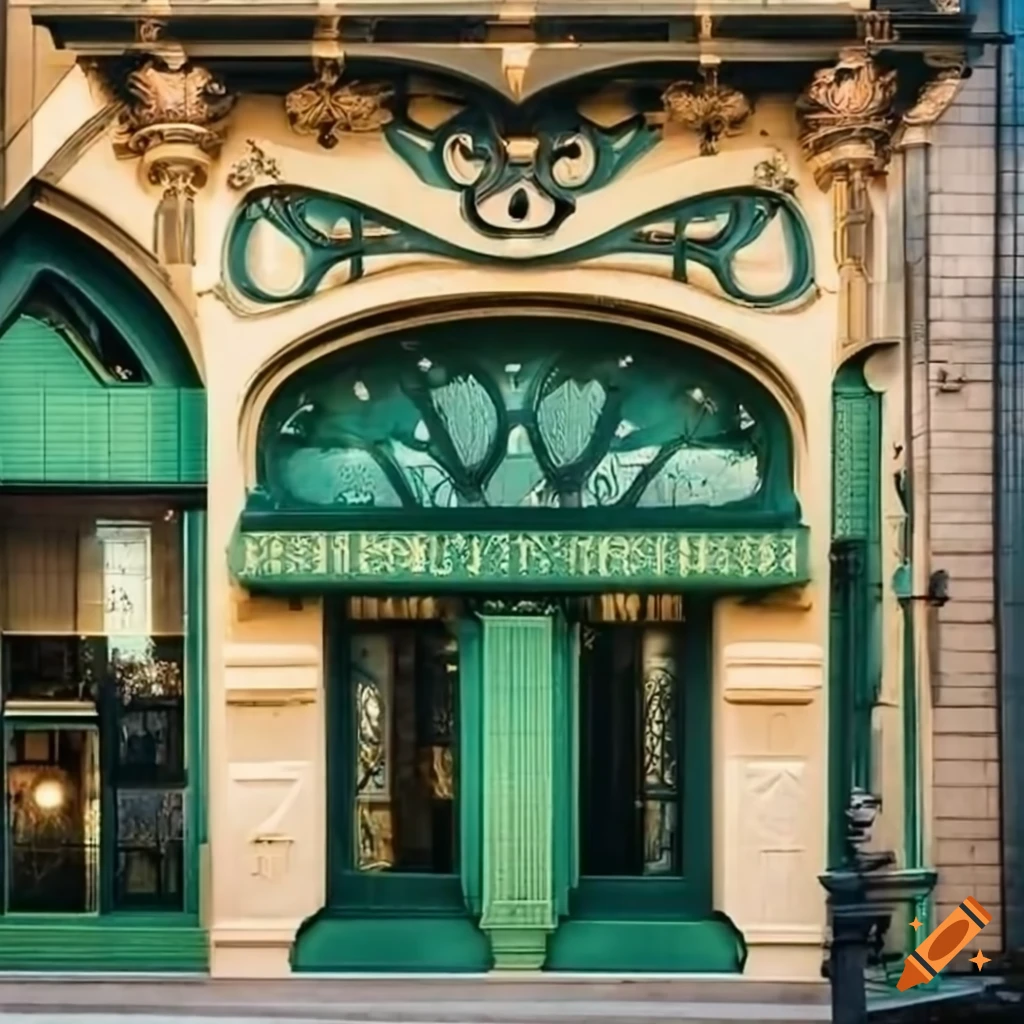 art nouveau storefront with intricate architectural design