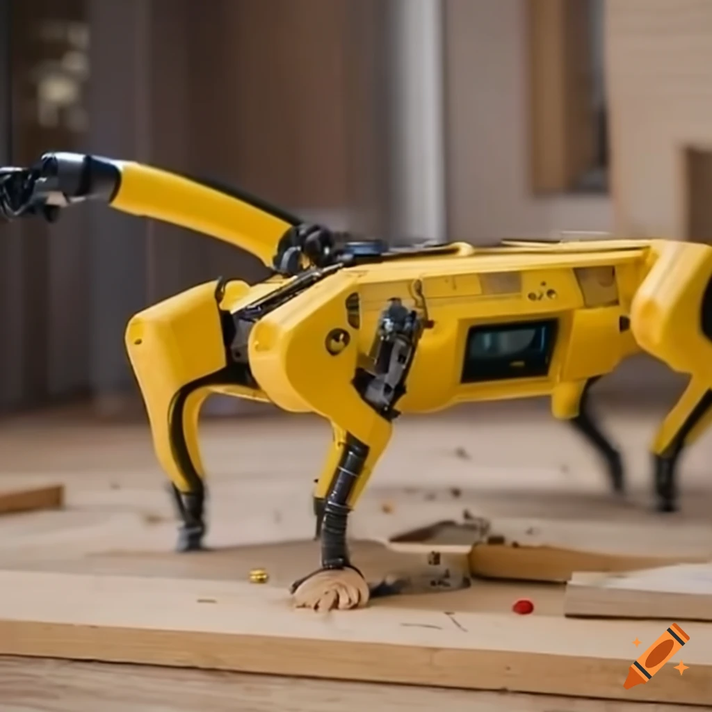 robotic dog doing carpentry work