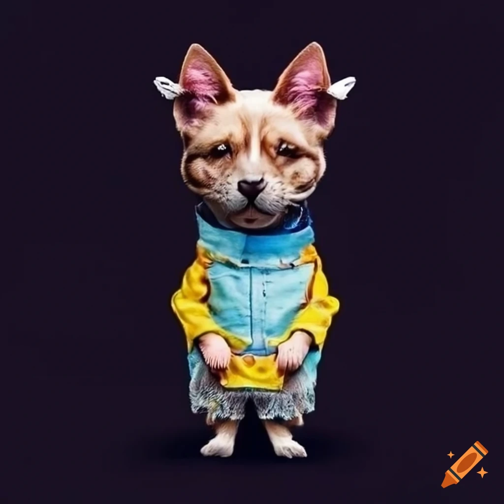 sad animal in clothes