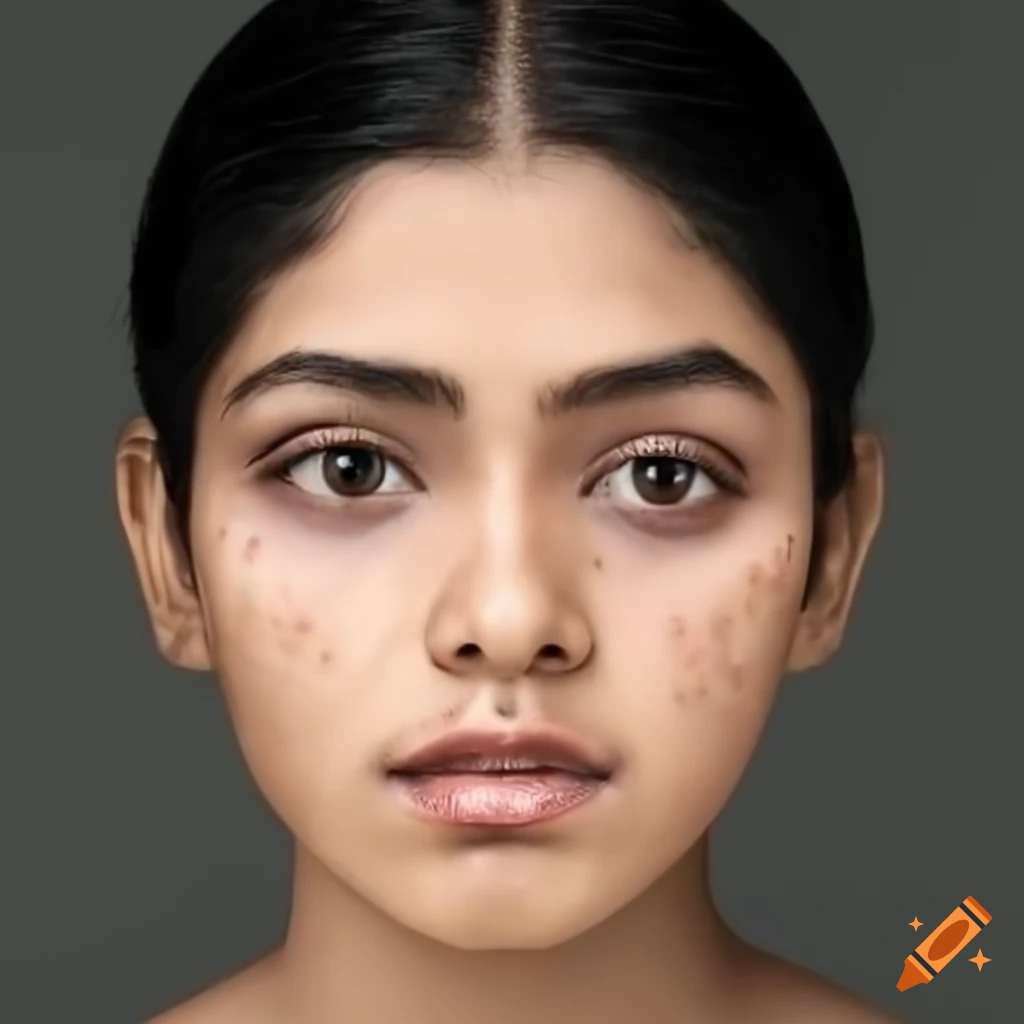 portrait of an Indian girl with acne