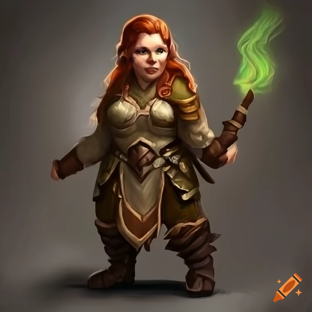 illustration of a female dwarf druid