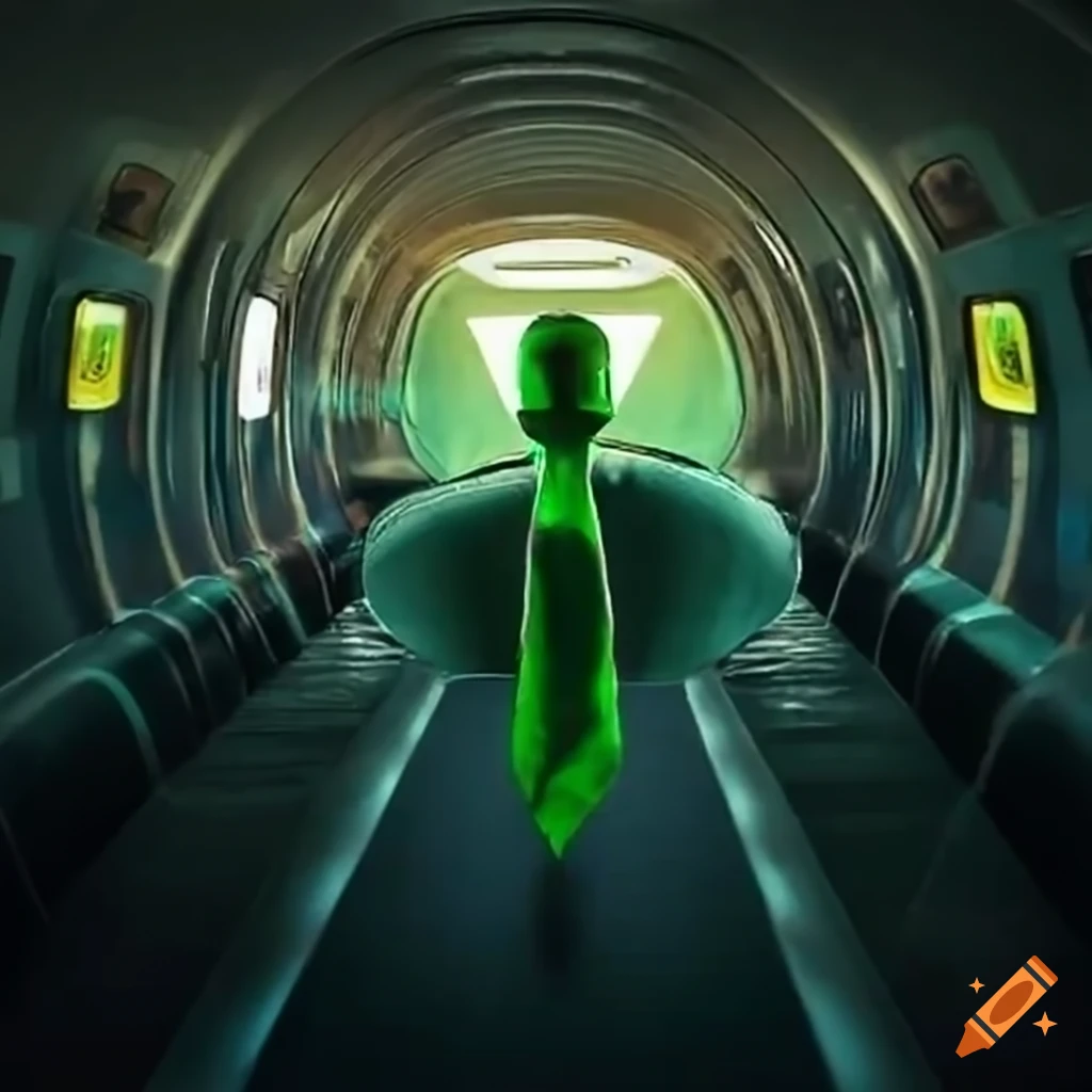 subway flying with driver in green tie