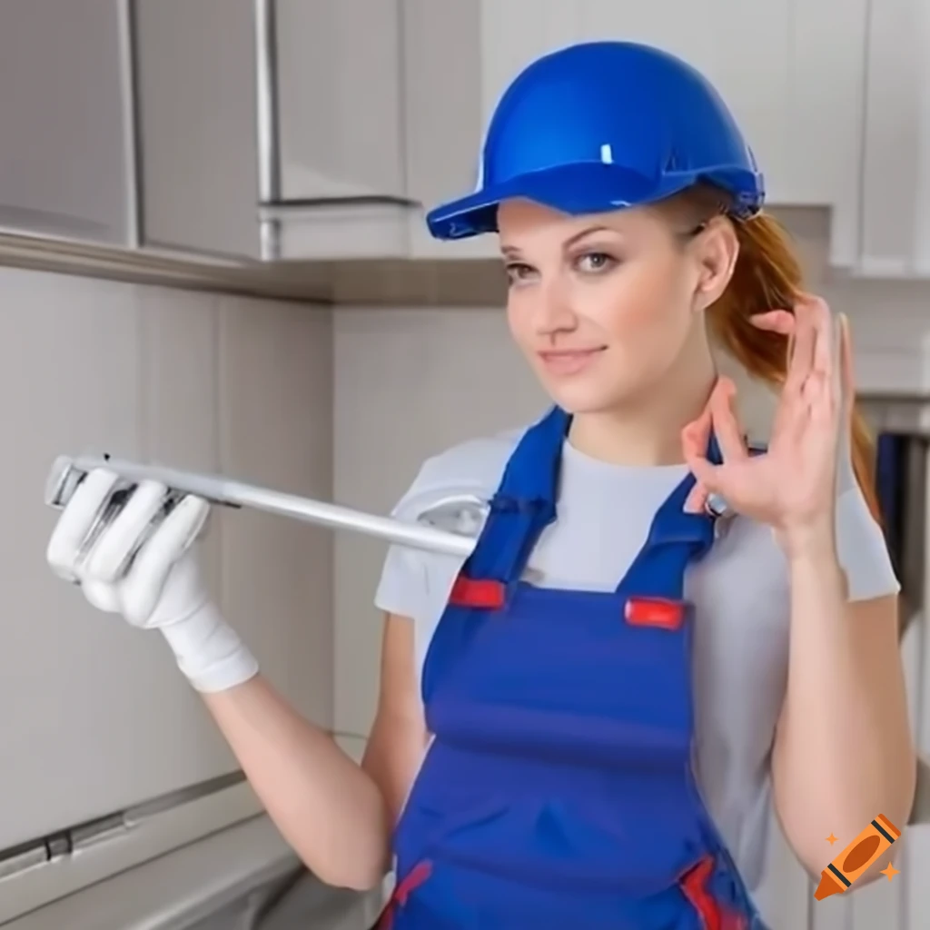 Female Plumber Fixing A Kitchen Sink On Craiyon