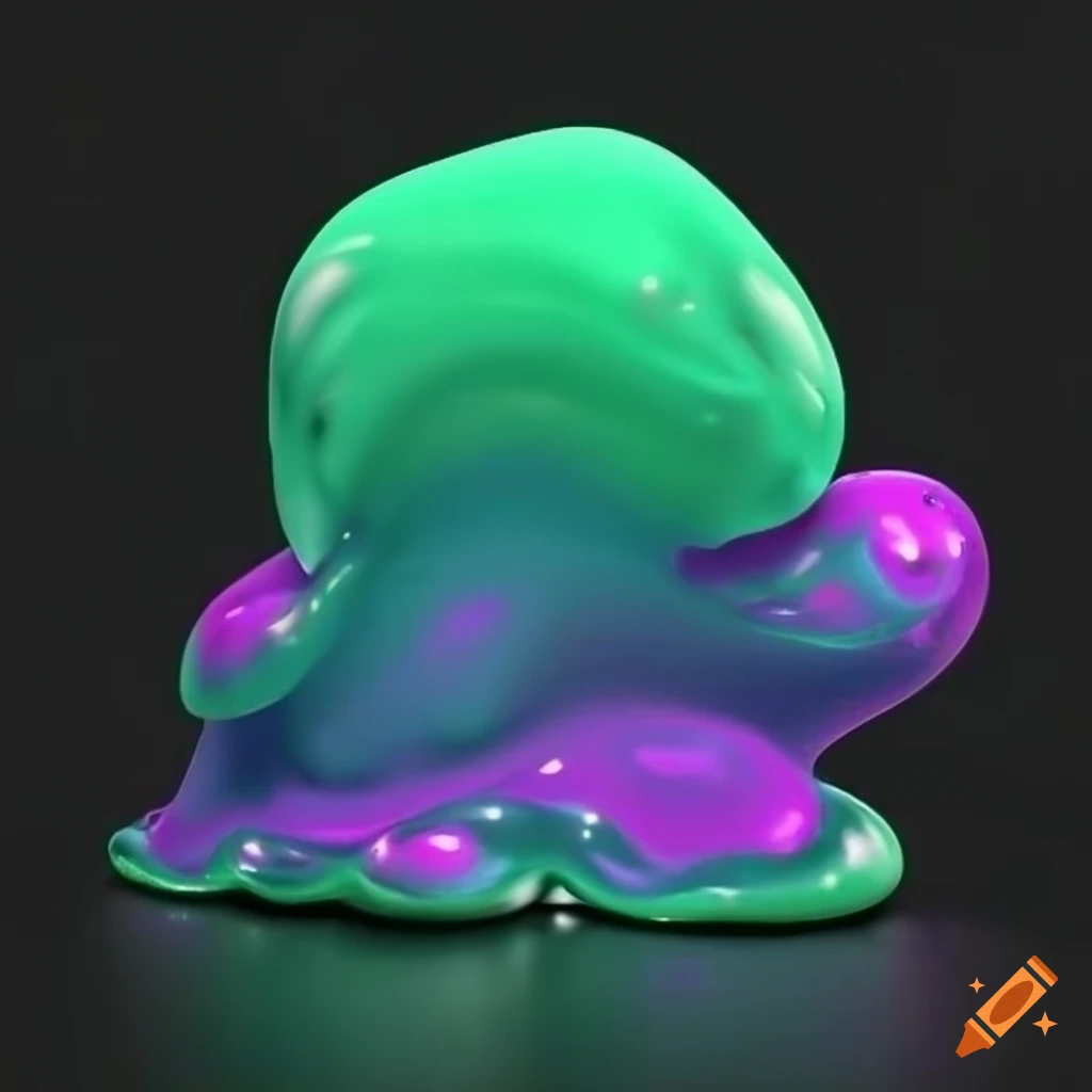 3D art of shiny green slime on a black background
