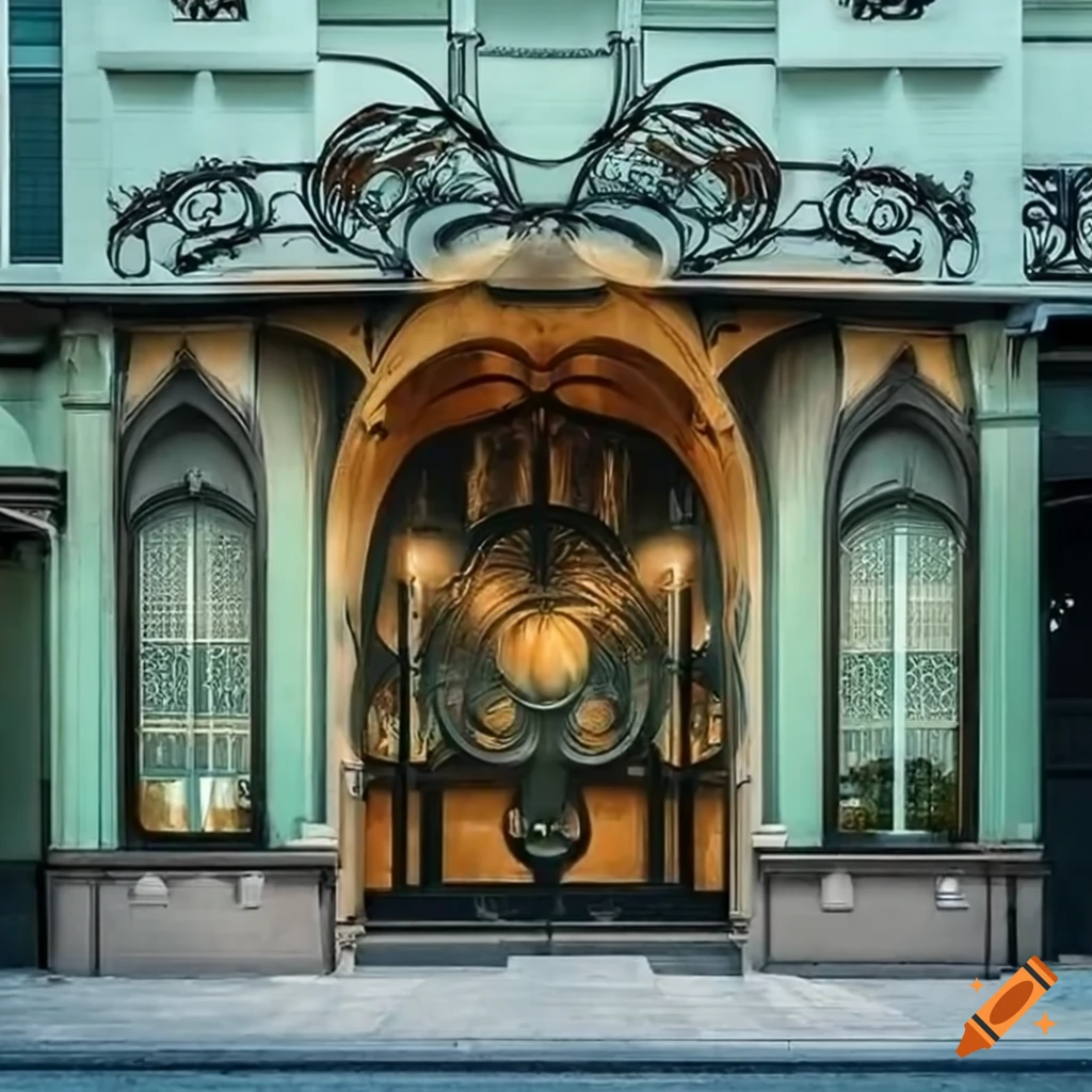 art nouveau storefront with intricate details