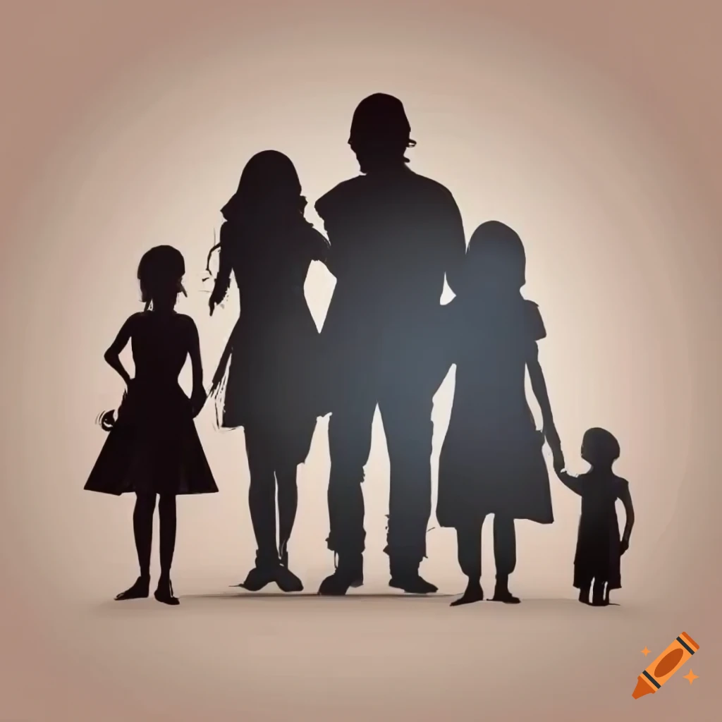 silhouettes of a family with calculator and money background