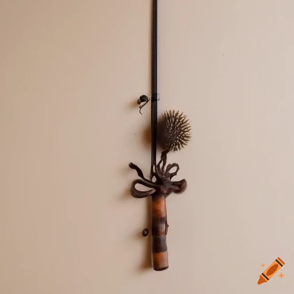 wall mounted fishing rod with bronze thistle