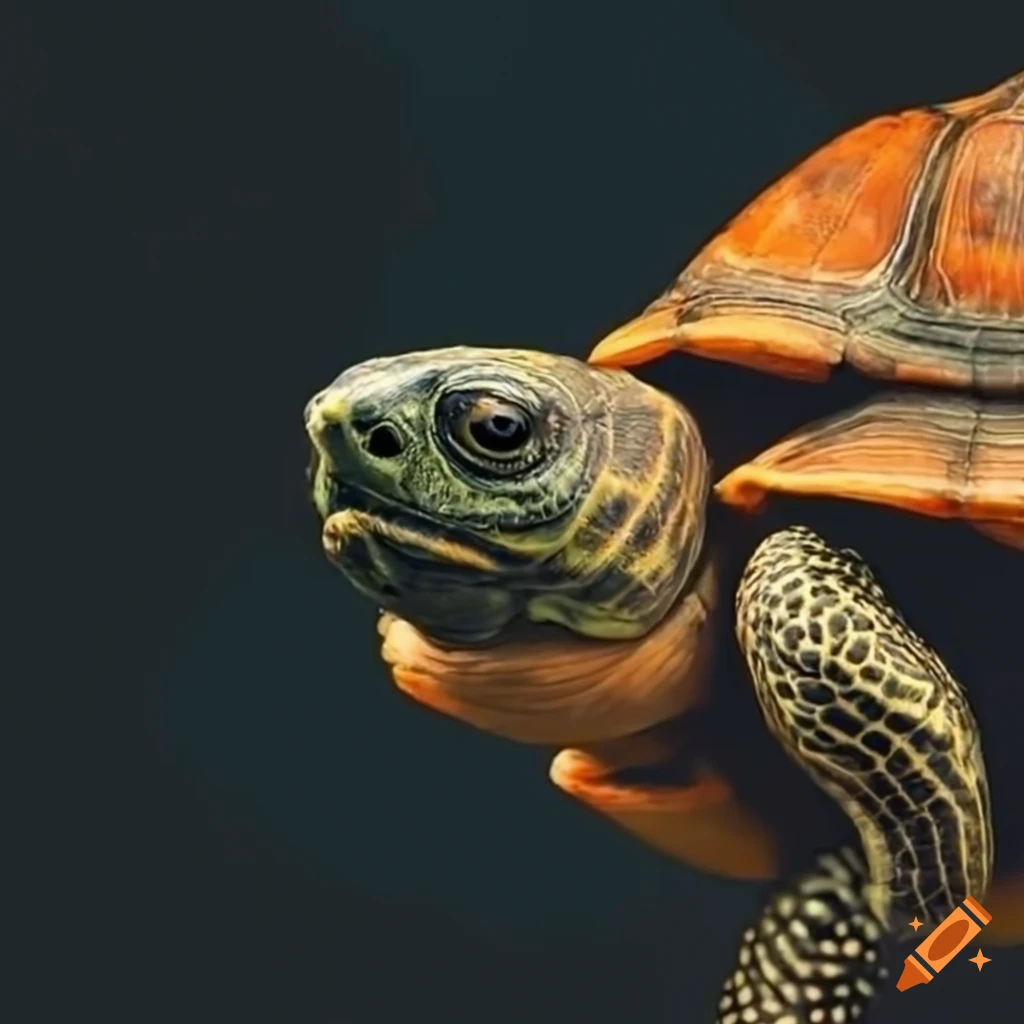 giant turtle standing next to a house