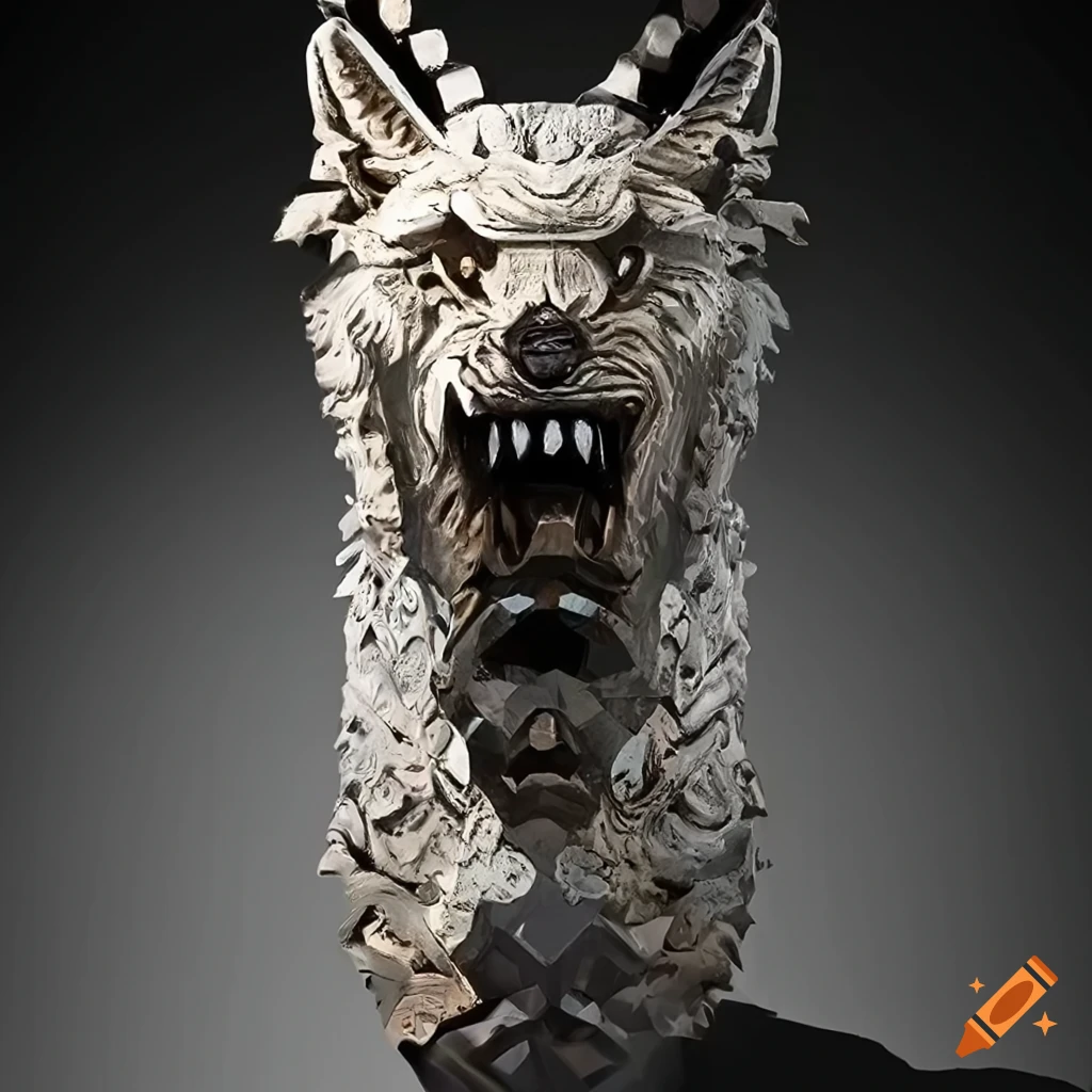 stunning moth werewolf carving