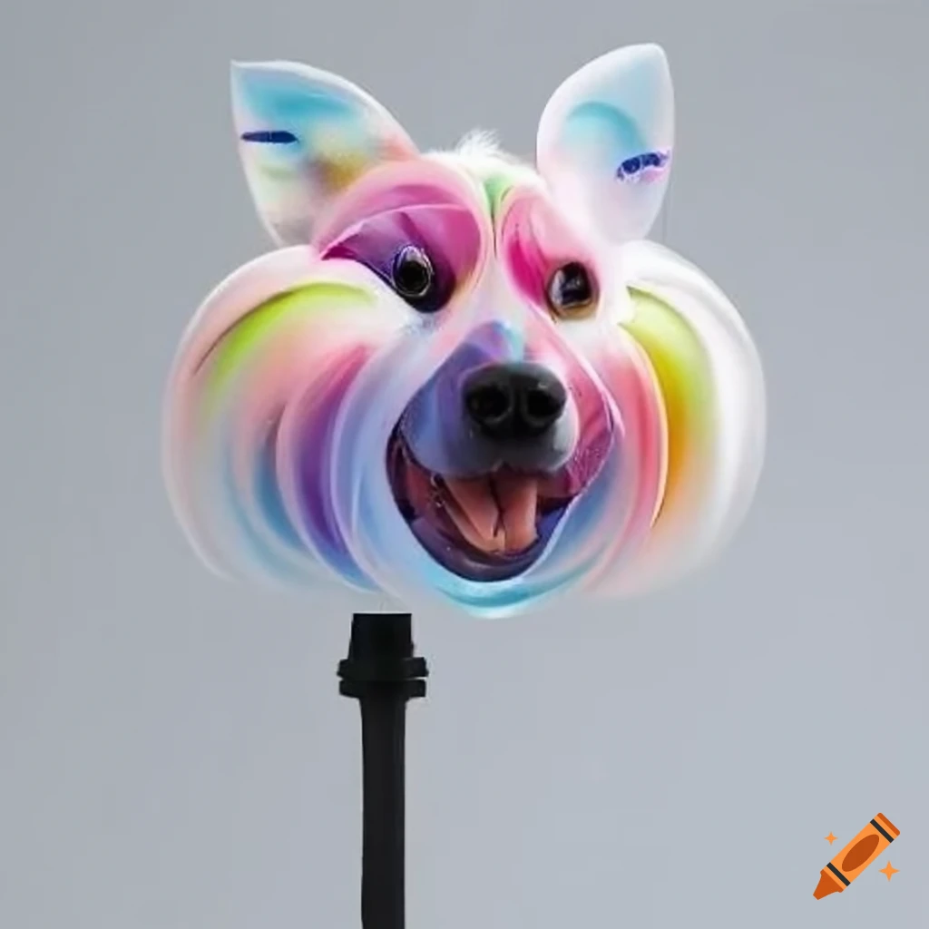 white dog head fan with multicolored speed settings