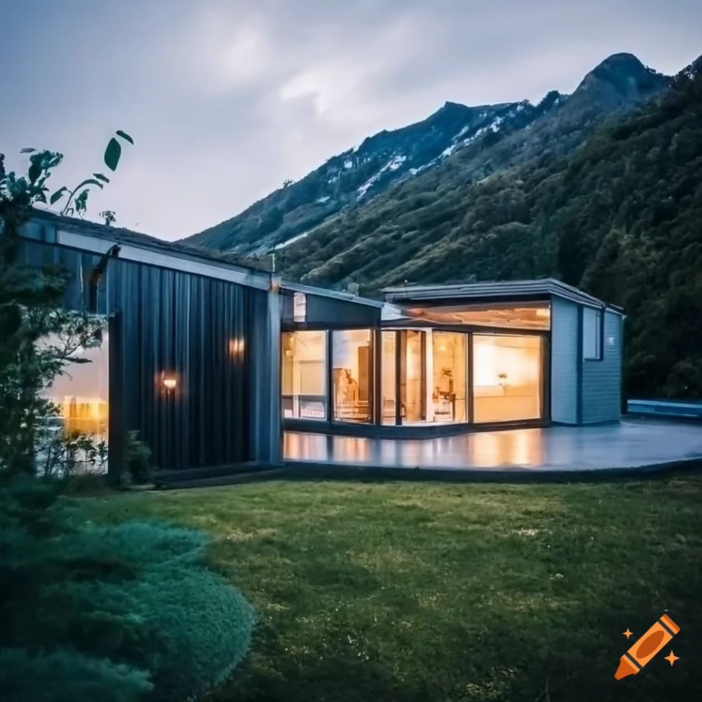 professional photography of a small modern house