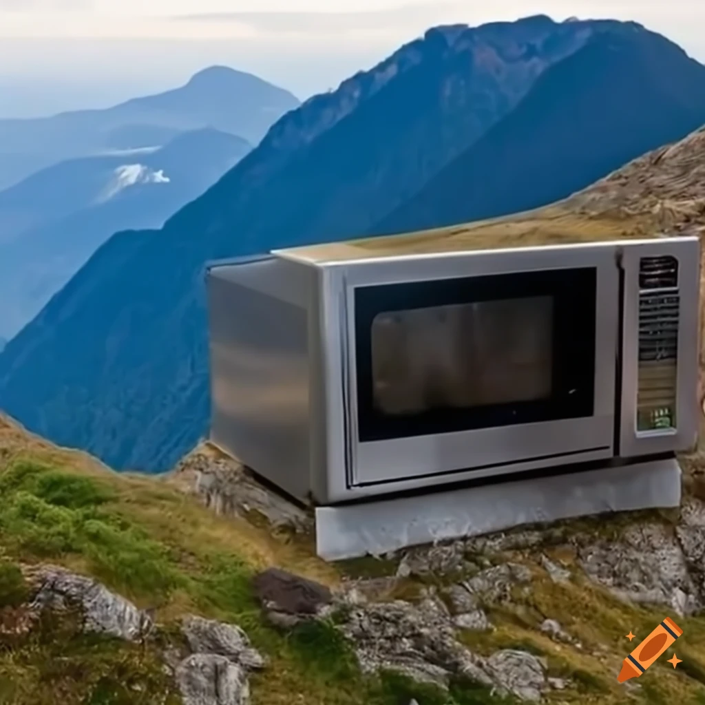 Mini microwave with a heatpanel on top and with solarpanels on the side to  power the microwave on Craiyon