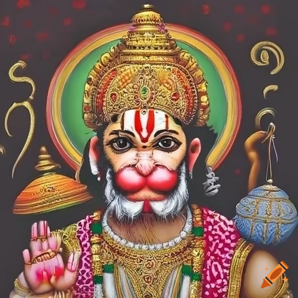 artistic depiction of Hanuman ji