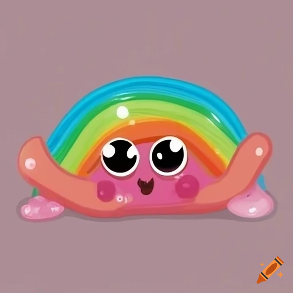 cute slime creature with a rainbow body and one eye