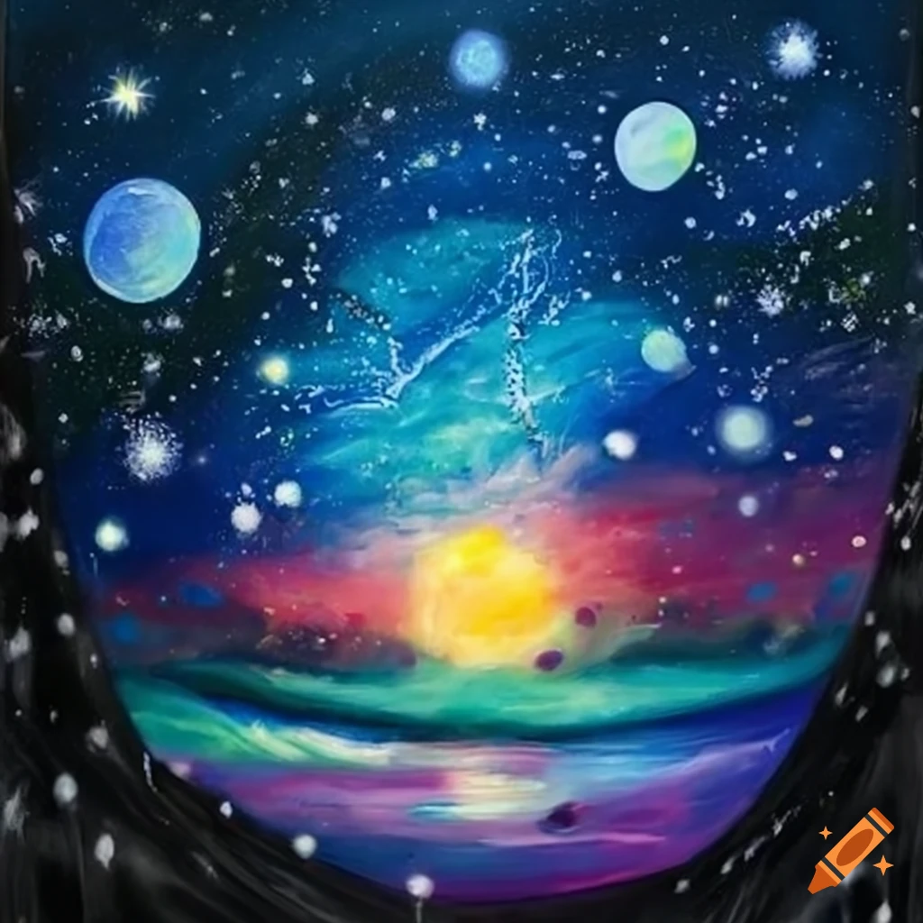 painting of earth looking at the stars