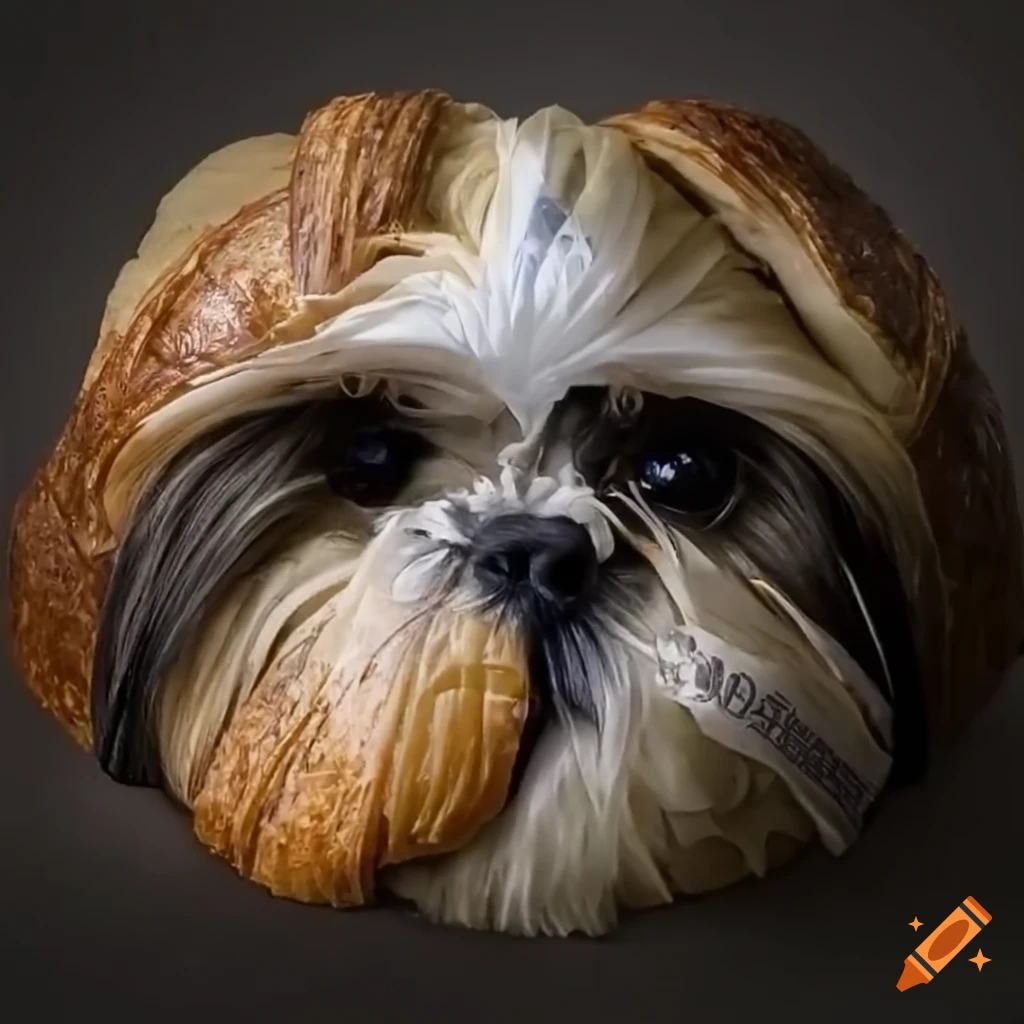 croissant shaped like a Shih Tzu face