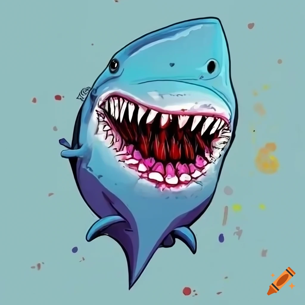 graffiti-style cartoon shark