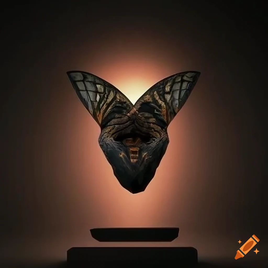 stunning moth werewolf carving