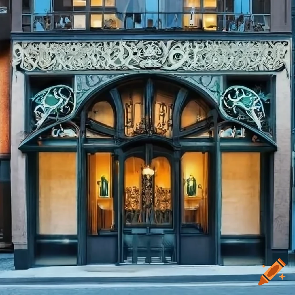 art nouveau storefront with intricate architectural design