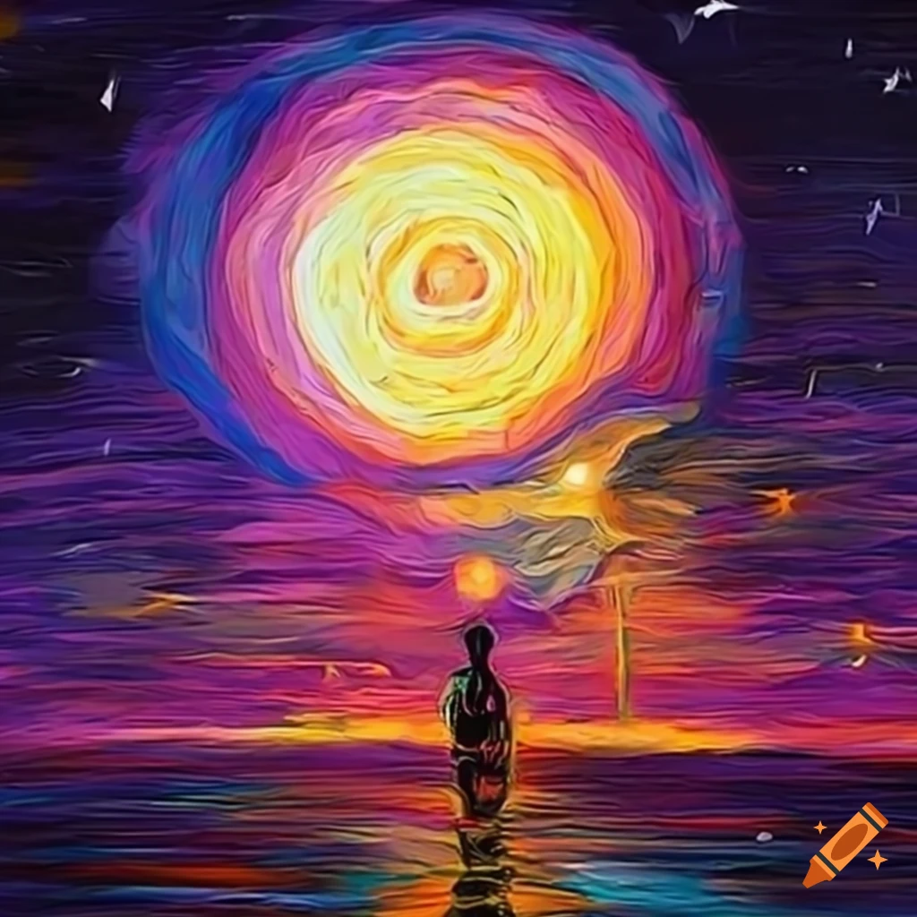 glowing star in the Peter Max art style