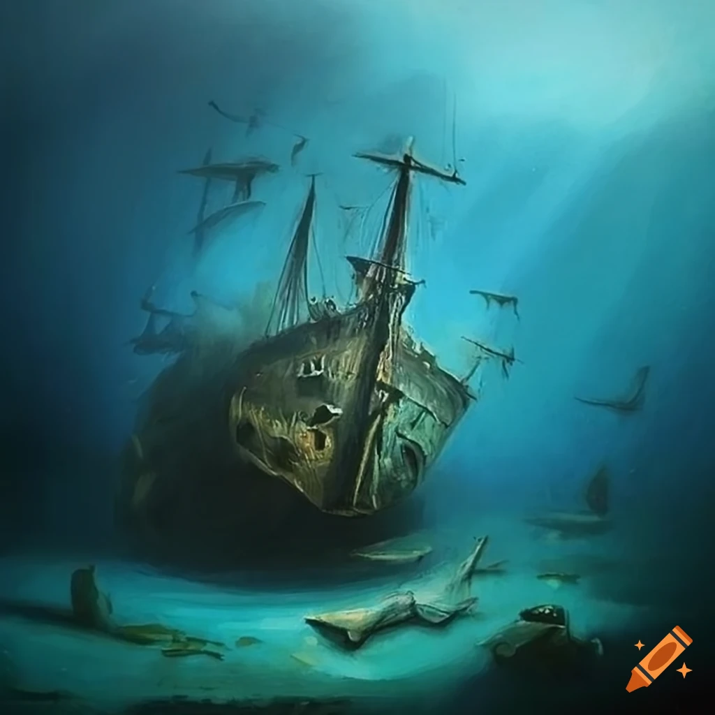 painting of a sunken ship
