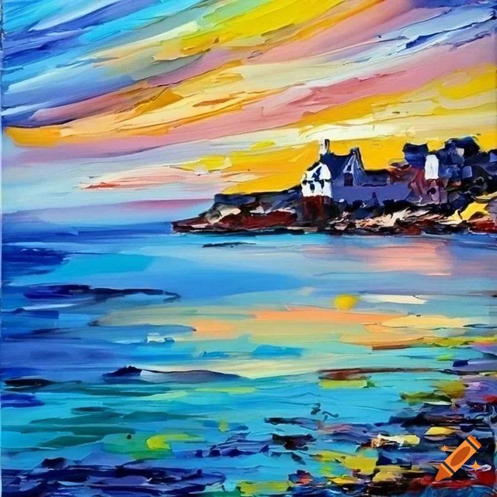 palette knife painting of the Bretagne coast