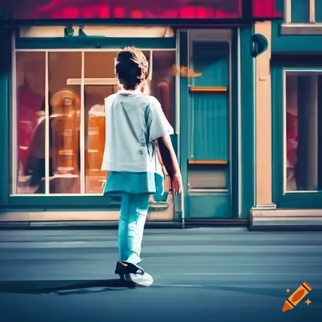 sad boy looking at an advertisement
