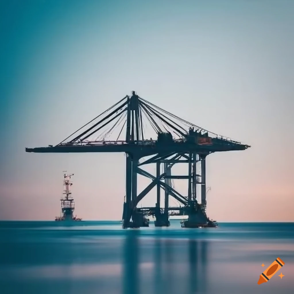 container ship operating crane in port