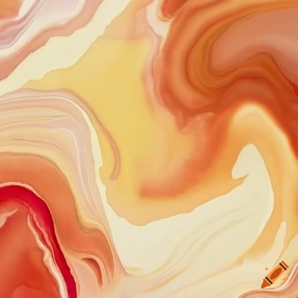 swirling flow of beige, red, yellow, and green watercolors