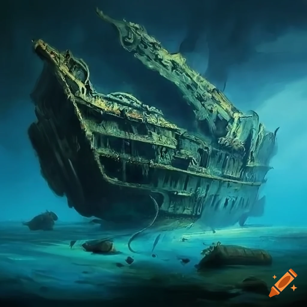 painting of a sunken ship
