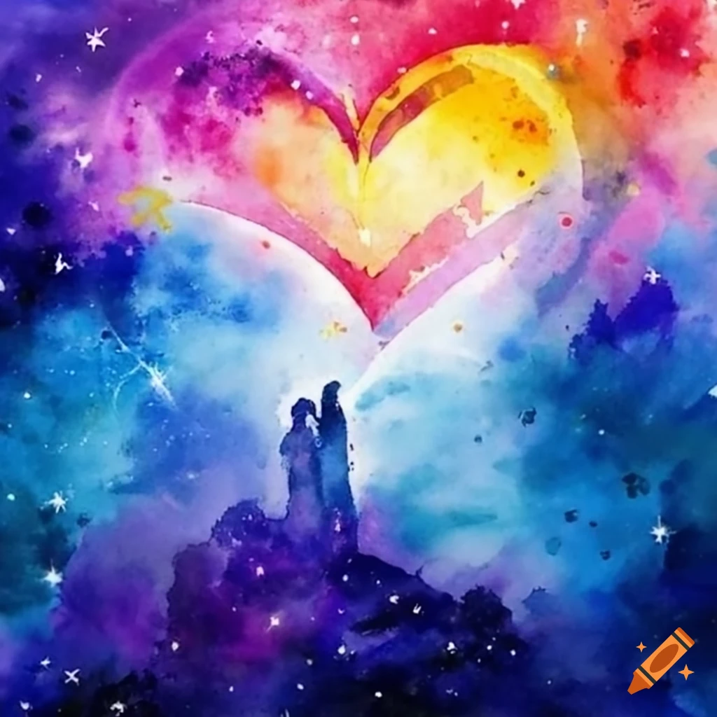 watercolor art of a heart-shaped constellation