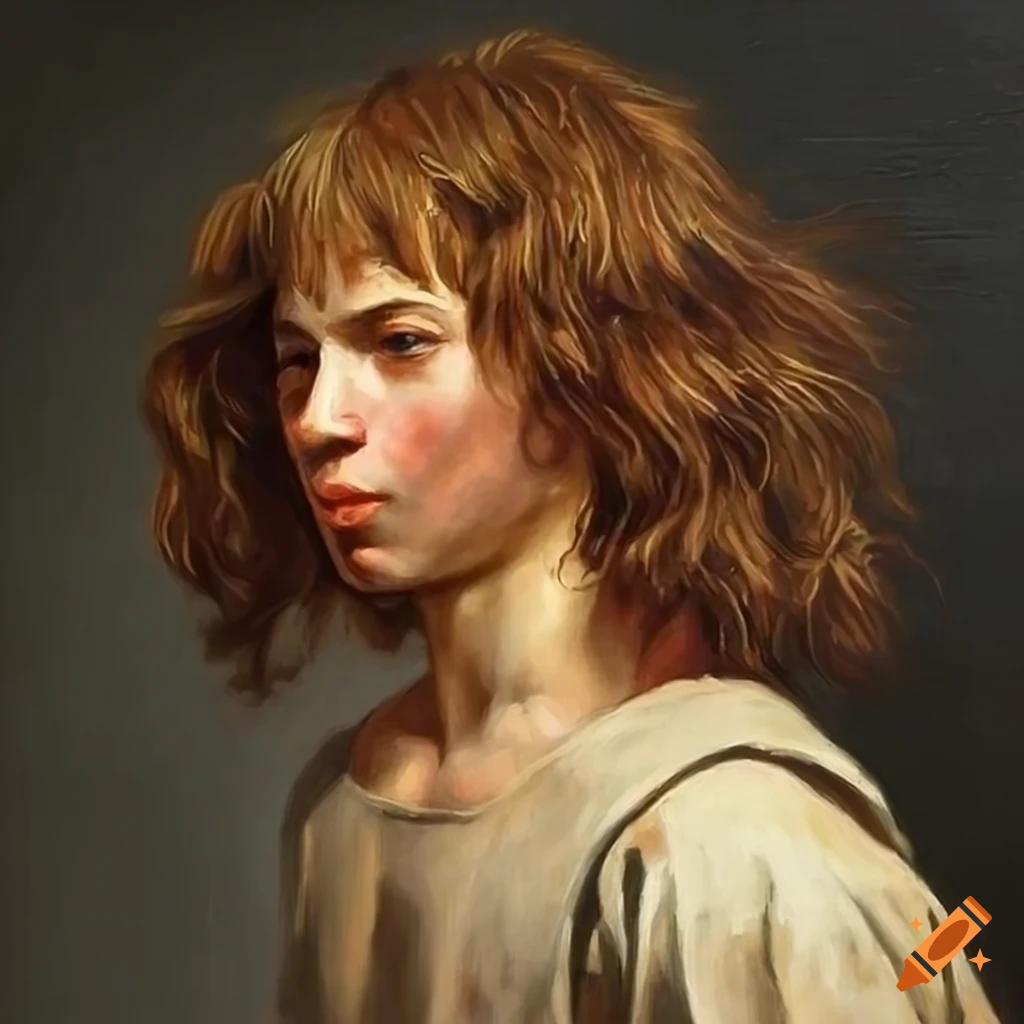 oil painting of a young peasant man