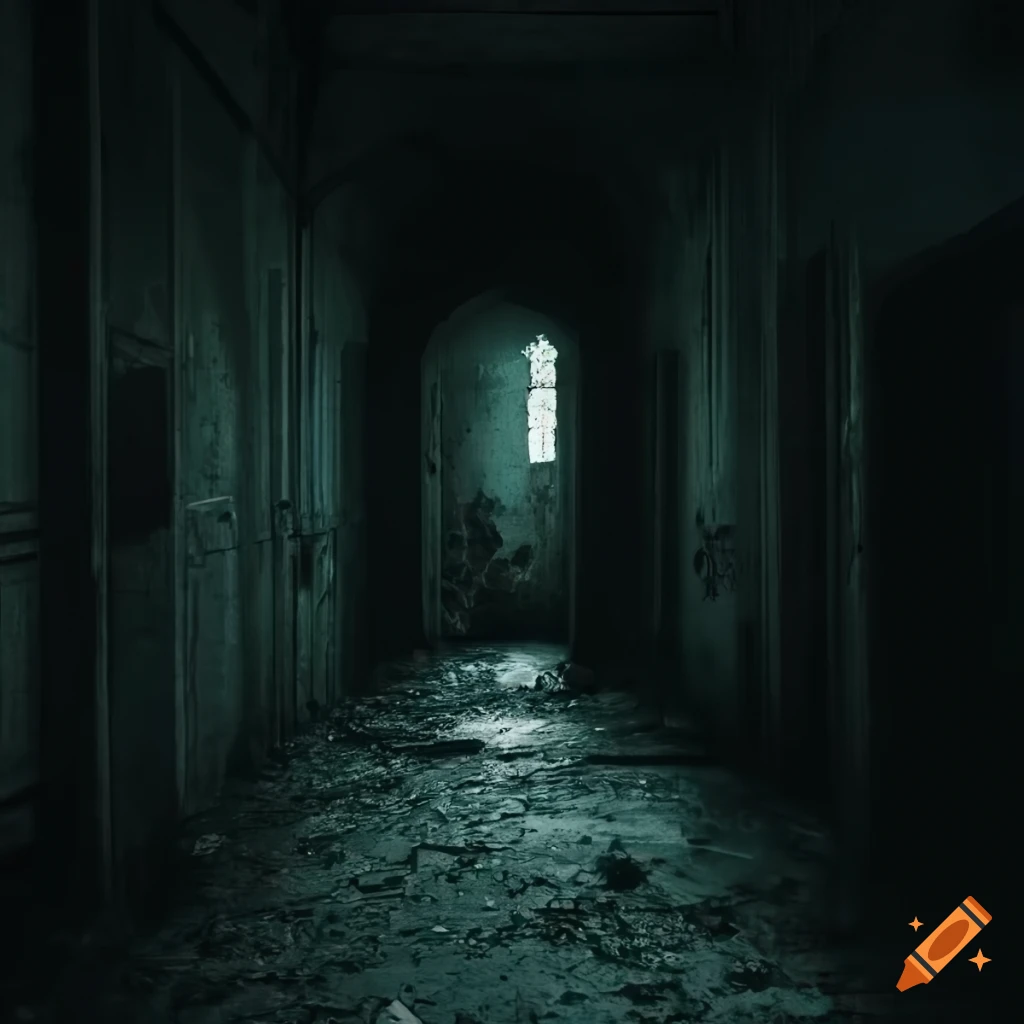 image of an eerie abandoned hallway