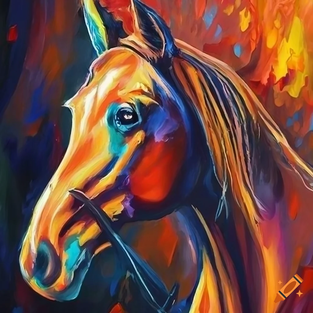 colorful painting of horses in the style of afremov
