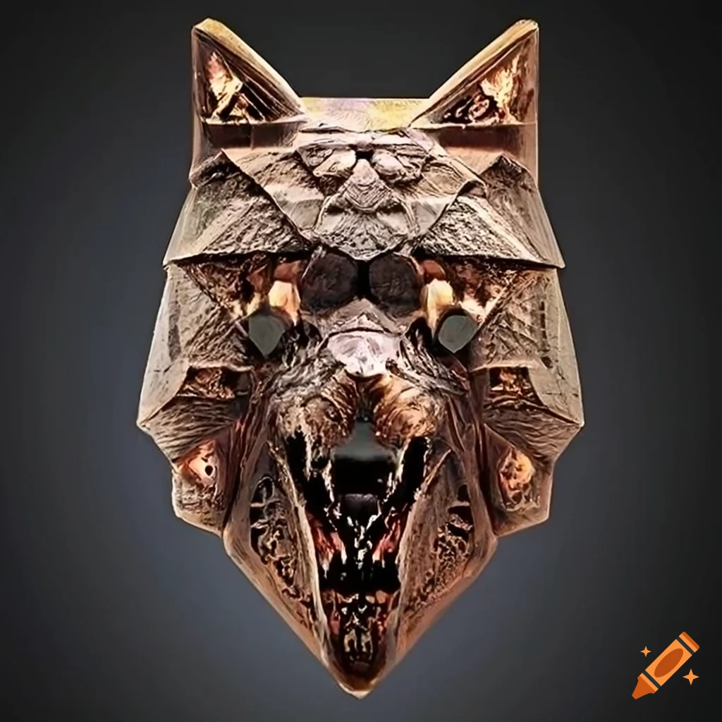 detailed carving of a moth werewolf motif