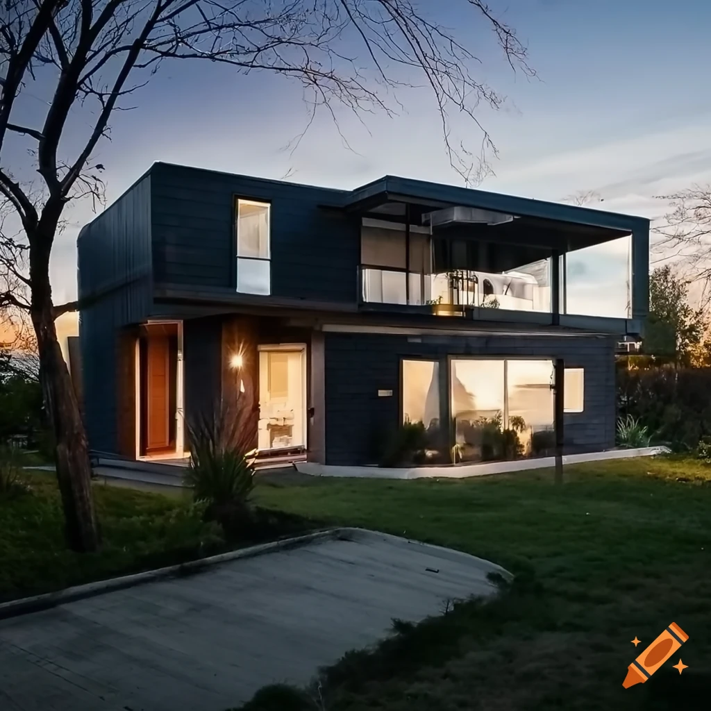 professional photograph of a small modern house