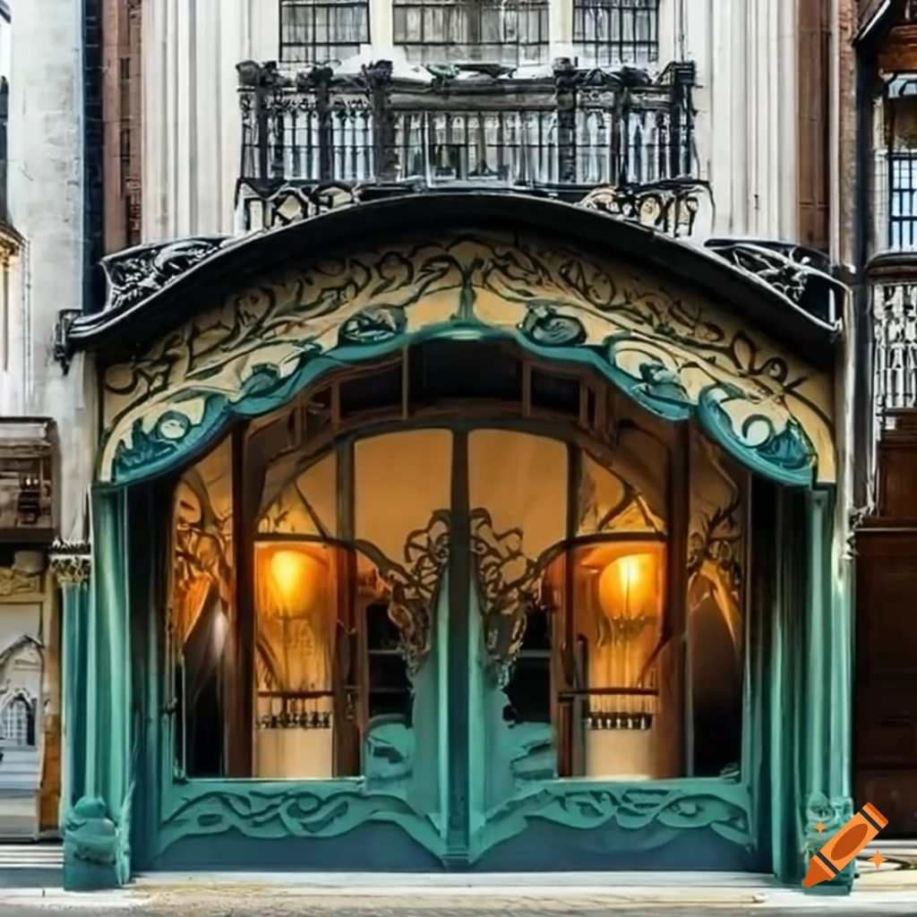 art nouveau storefront with intricate architectural design