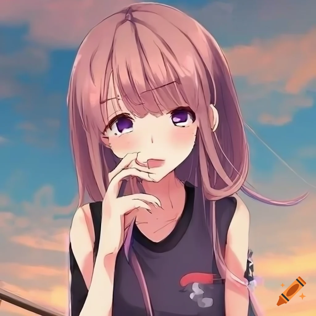 full body illustration of a cute anime girl playing sports
