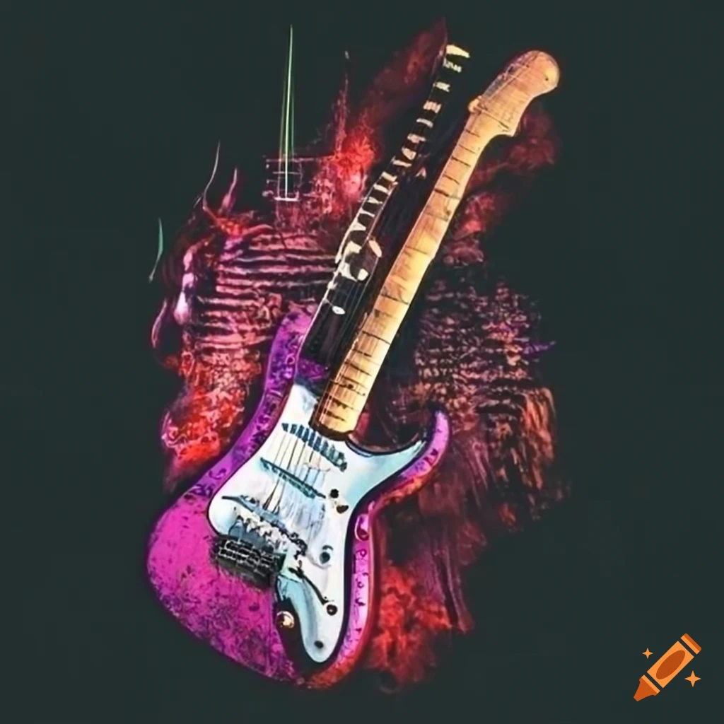 Stratocaster guitar on a t-shirt